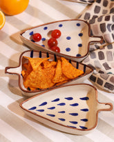 Alamkari India Ceramic Hand-Painted Leaf Platter Set